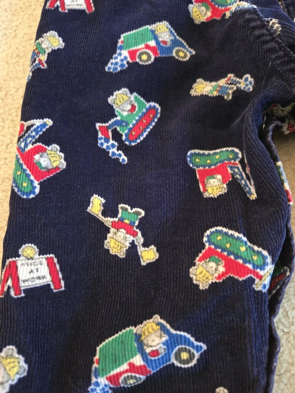 RARE Vintage 1990s Oshgosh B'gosh Blue Patterned Mice At Work Corduroy Overalls